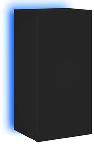 837261 vidaXL Стенен ТВ шкаф с LED осветление, черен, 40,5x35x80 см