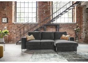 Тъмносиво кадифено ъглово канапе, десен ъгъл Lofty Lilly - Miuform