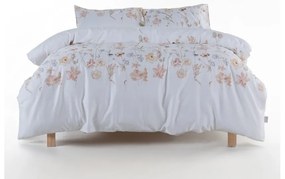 Бяло двойно удължено спално бельо от памучен сатен 240x220 cm Ivory Garden Floral – Mila Home Luxury