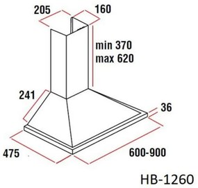 Разопакован: Декоративен абсорбатор Hausberg HB-1260, 190W, 650м3/ч, 3 скорости, Алуминиев филтър, Инокс