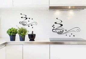 Стикер за стена в кухнята две чаши вкусно кафе 50 x 100 cm