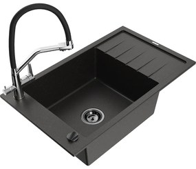 Mexen Elias гранитна мивка с 1 отделение с отцедник и кухненски смесител Duo,