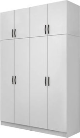 Шкаф с четири врати от меламин Vivian с кабинет в бял цвят 160x51.8x240см.