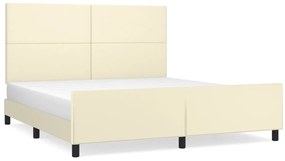 3125459 vidaXL Рамка за легло с табла, кремава, 160x200 см, изкуствена кожа