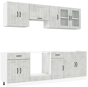 3314835 vidaXL Комплект кухненски шкафове от 8 части "Lucca", бетонно сив, инженерно дърво