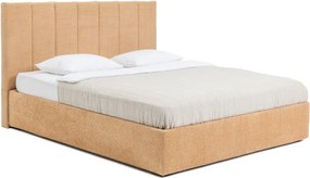 Тапицирано двойно легло с място за съхранение и включена подматрачна рамка в цвят горчица 160x200 cm Thessa Bold Line – Bonami Selection