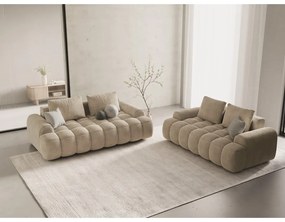 Бежов кадифен диван 200 cm Linz – Cosmopolitan Design