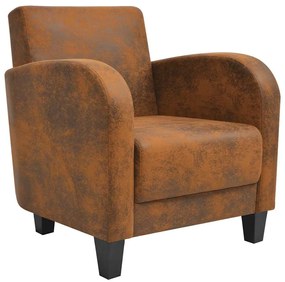 243588 vidaXL Фотьойл, кафяв, изкуствен велур