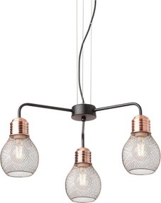 Redo 01-1579 - Полилей на кабел EDISON 3xE27/42W/230V Ø 53 см черен/меден