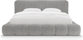 Сиво двойно легло 180x200 cm тапицирано с място за съхранение с включена подматрачна рамка Solange – Micadoni