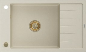 Mexen Elias гранитна мивка с 1 камера и отцедник 795 x 480 mm, бежова, златен