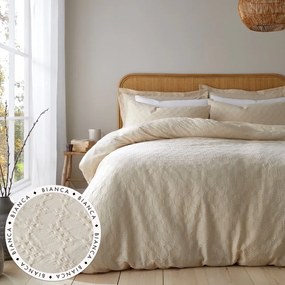 Бежово памучно спално бельо за единично легло 135x200 cm - Bianca