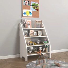 MONTESSORI етажерка за книги и детски играчки - сонома + бяло
