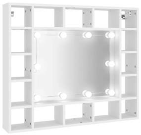 808864 vidaXL Огледален шкаф с LED, бял, 91x15x76,5 см