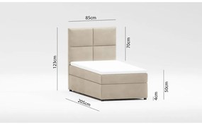 Бежово единично тапицирано легло с място за съхранение с включена подматрачна рамка 90x200 cm Lena – Ropez