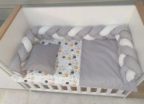 BabyHome Комплект за легло с обиколник тип плитка - сив