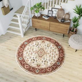 Кръгъл винтидж килим в кремав цвят Ширина: 100 см