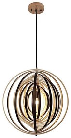 Дървен полилей на кабел 1xE27/60W/230V Ø 50 см, масив/фурнир/каучуково дърво