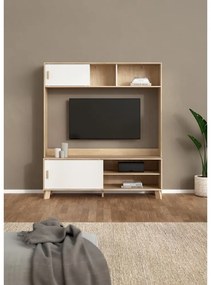 TV комплект от дъбов декор в бял и естествен цвят 159x181x48 cm Ikast – Tvilum