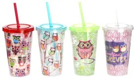 CN - Акрилна чаша със сламка 500ml. Декор 4 (0193683)