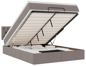 3312399 vidaXL Османска легло с матрак и LED, таупе, 140x200 см, плат