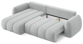 Светлосив разтегателен ъглов диван с място за съхранение от букле (ляв ъгъл) Pele – Makamii