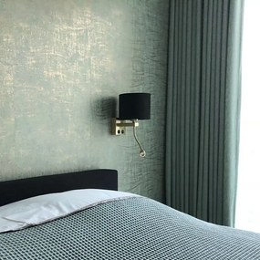 Модерна стенна лампа месинг с абажур черен кадифе - Brescia