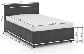 Тъмносиво тапицирано детско легло 120x200 cm с място за съхранение с включена подматрачна рамка Circle – Meise Möbel