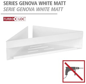 Ъглов рафт за баня без пробиване от неръждаема стомана в матово бял цвят Genova – Wenko