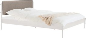 Бяло стоманено двойно легло 160x200 cm тапицирано с включена подматрачна рамка Eton Basic – noo.ma