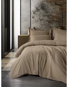 Кафяво двойно удължено спално бельо от памук Renforcé 240x220 cm Checkered – Mila Home Luxury