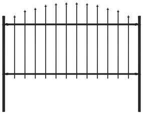 Sonata Градинска ограда с връх пика, стомана, (1,25-1,5)x1,7 м, черна