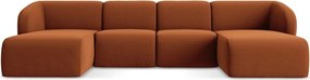 Теракотен кадифен ъглов диван (U форма) Lani – Makamii