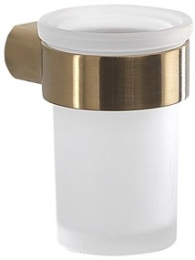 Бяла/златна стенна стъклена чаша за четки за зъби Gedy Pirenei – Sapho