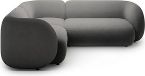 Тъмносив кадифен ъглов диван (ляв ъгъл/L форма) Kate – Micadoni