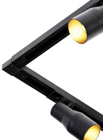 Модерна релсова осветителна система с 5 прожектора черна 1-фазна - Iconic Kohua