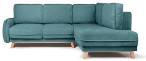 Тюркоаз сгъваем ъглов диван от рипсено кадифе (десен ъгъл) Tori – Bonami Selection
