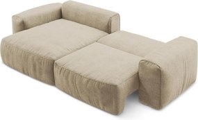 Светлокафяв шенилов сгъваем ъглов диван (ляв ъгъл) Kuki – Makamii