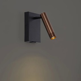 Модерна стенна лампа черна с тъмен бронз, регулируема с USB-C - Croft
