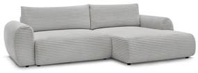 Светлосив разтегателен ъглов диван от рипсено кадифе (десен ъгъл) Lucien – Bobochic Paris