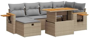 3328137 vidaXL Градински диван с възглавници, 8 части, бежов полиратан