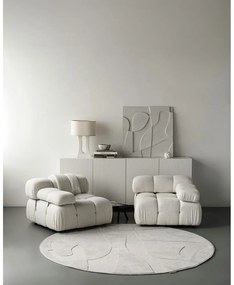 Светлосив вълнен кръгъл килим ø 200 cm Morphic Botanica – Agnella