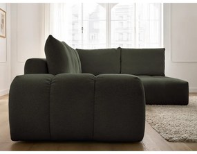 Зелен шенилов сгъваем/с място за съхранение ъглов диван (десен ъгъл/L форма) Everest – Bobochic Paris