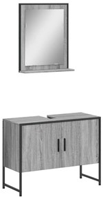 3214342 vidaXL Комплект шкаф за баня от 2 части, сив сонома, инженерно дърво