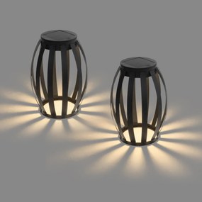 Комплект от 2 настолни лампи за външен монтаж черни 3-степенна димируема слънчева & акумулаторна - Sheldon