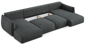 Тъмносив шенилов сгъваем ъглов диван (U форма) Leila – Makamii