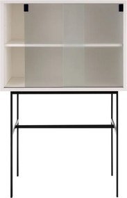 Сиво-бежова витрина с плъзгащи се врати 70x109x40 cm Lekko – noo.ma