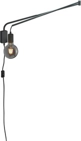 Матово черно стенна лампа с огъваща се структура за контакт Line – Trio