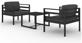 3107780 vidaXL Градински комплект с възглавници 3 части алуминий антрацит