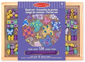 Melissa & Doug - Комплект за нанизване с дървени мъниста - Пеперудки